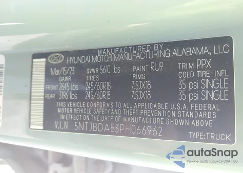 2023 Hyundai Santa Cruz Sel from USA, damaged, VIN 5NTJBDAE3PH066962